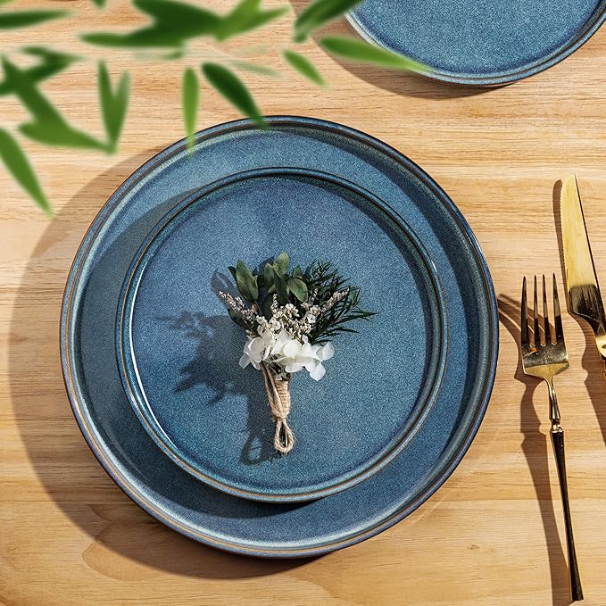 AmorArc Ceramic Dinnerware Sets Handmade Reactive Glaze Stoneware Plates and Bowls SetsHighly Chip and Crack Resistant | Dishwasher &amp Microwave Safe Dishes Set Service for 6 (18pc)