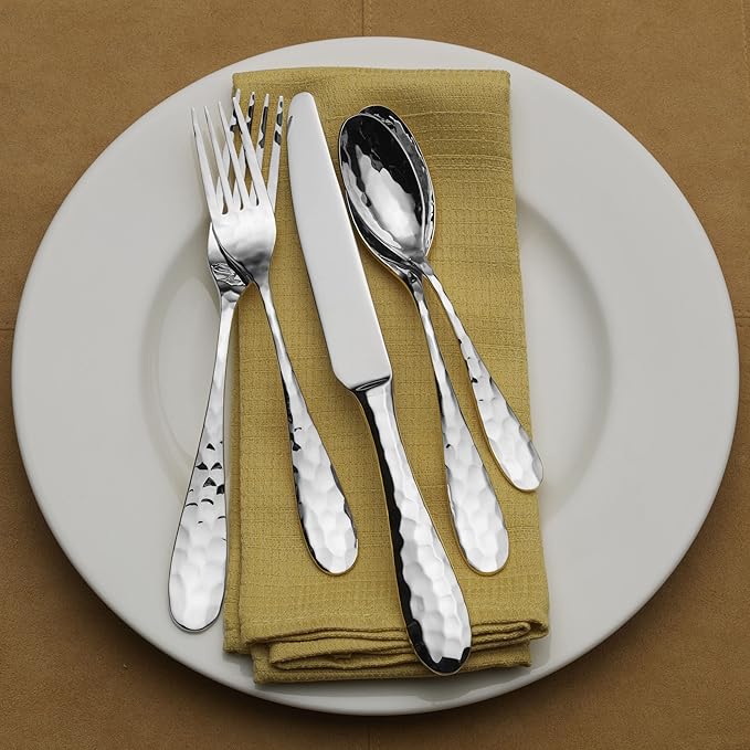 Mikasa Lilah Flatware Service for 8 45 Piece Set 18/10 Stainless Steel Silverware Set with Serving Utensils (Pack of 2)