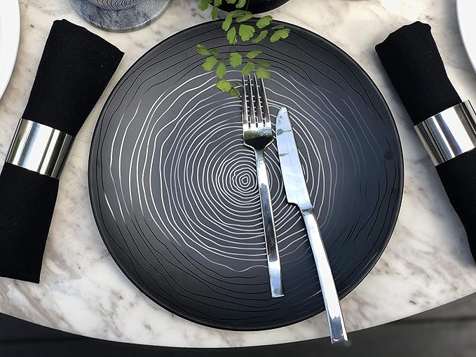 BZYOO 12 Piece Ceramic Dinnerware Set Serive for 4 Porcelain Plates and Bowls for Dining Pearl White Dishes Set + 12 Piece Melamine Dinnerware Set