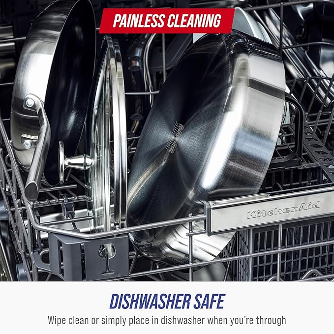 Blue Diamond 15 Piece Stainless Steel Tri-Ply Cookware Pots and Pans Set Induction Compatible Diamond Infused PFAS-Free Ceramic Nonstick Dishwasher &amp Metal Utensil Safe Scratch Resistant Silv