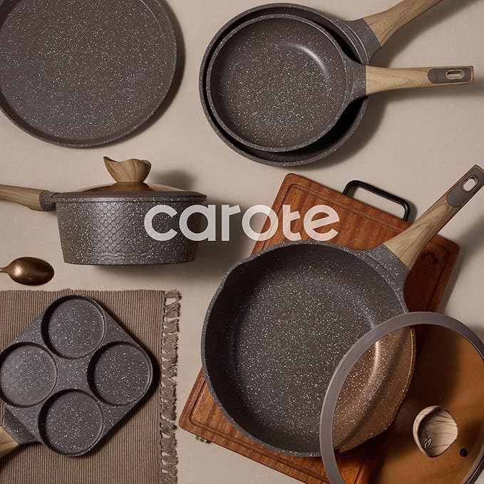 CAROTE 31pcs Pots and Pans Set Non Stick Cookware Set Pots and Pans Nonstick Kitchen Cooking Induction Cook Ware PFOA Free