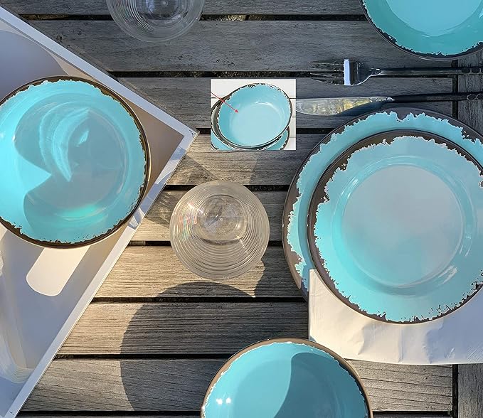 Fox Run Melamine Dinnerware Set Teal 10