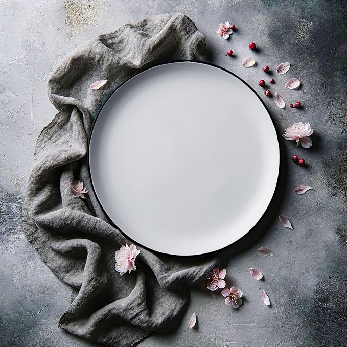 MÜLLERHEIM 903 Minimalist Collection 32-Piece Contemporary Ceramic Stoneware Dinnerware Sets for 8 Matte Frost White Plates and Bowls sets Dinner Plates Set Salad Dish Set Bowls Cup