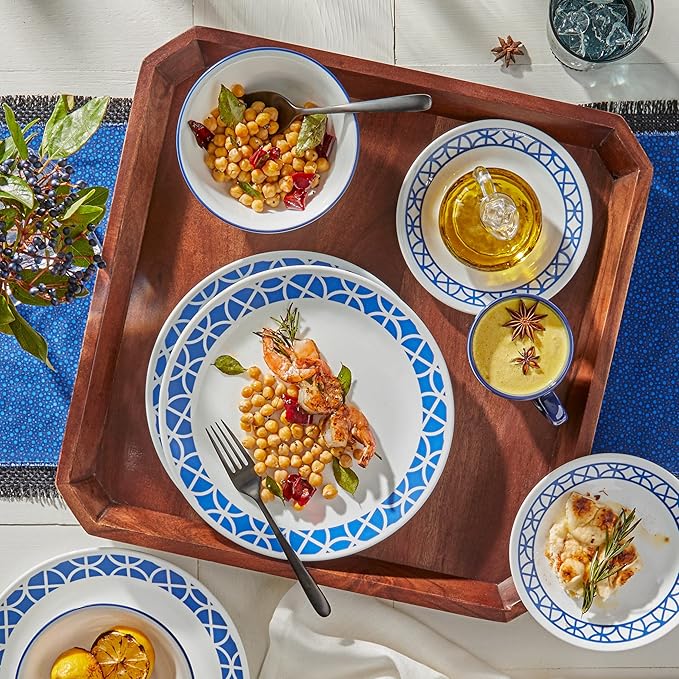 Corelle Vitrelle Glass Dinnerware Set Chip &amp Crack Resistant Triple Layer Glass 4-PC Dinner Plates Paloma