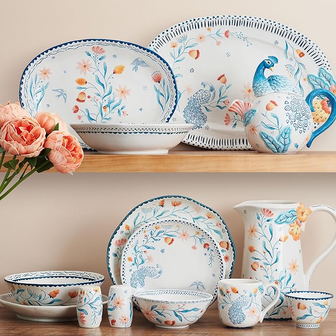 Fitz and Floyd Gracie Floral 12 Piece Dinnerware Set Service for 4