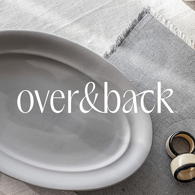 over&ampback Rim Stoneware Serving Platter - Elegant 1-Piece Oval Serving Platter to Complete Your Kitchen Set - 16 L x 10.8 W Semi-Matte Charcoal