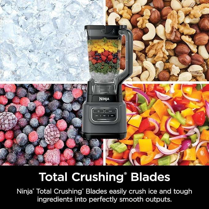 Ninja Professional 72 Oz Countertop Blender with 1000-Watt Base and Total Crushing Technology for-Smoothies Ice and Frozen Fruit Black (Renewed)