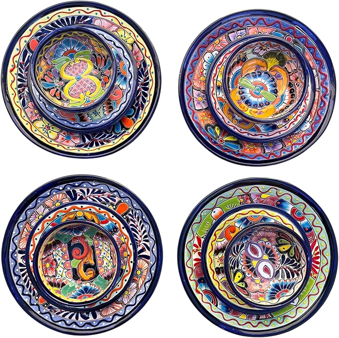 Handmade Talavera 12-Piece Dinnerware Set | Mexican Pottery (Seats 4)