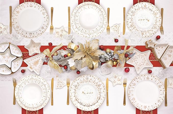 Easy Life 18-Piece Porcelain Christmas Dinner Set (Christmas Lights)