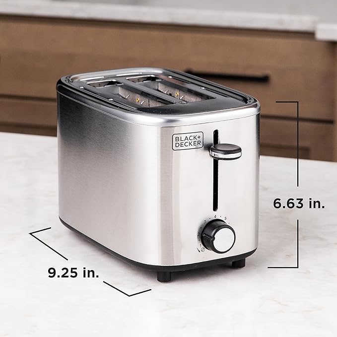 BLACK+DECKER® Toaster with 7 Toast Shade Settings Extra-Wide Slots for Bagels Stainless Steel Exterior Finish 2-Slice (Pack of 2)