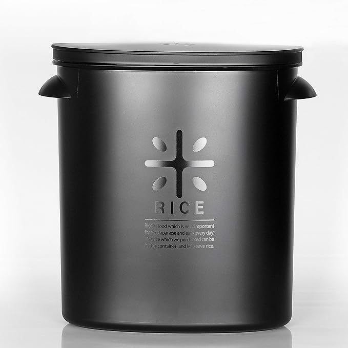 PEARL METAL BLKP AZ-5042 Rice Bottle All Black For 11.0 lbs (5 kg)