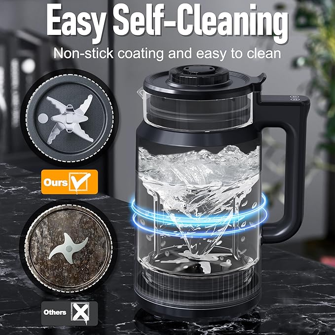 6-in-1 Nut Milk Maker 8 Blade 27oz Homemade Almond Soy Coconut Oat Plant Based Milks and Non Dairy Beverages Soy Milk Maker Machine with Delay Start/Keep Warm/Self-Cleaning/Boil Water
