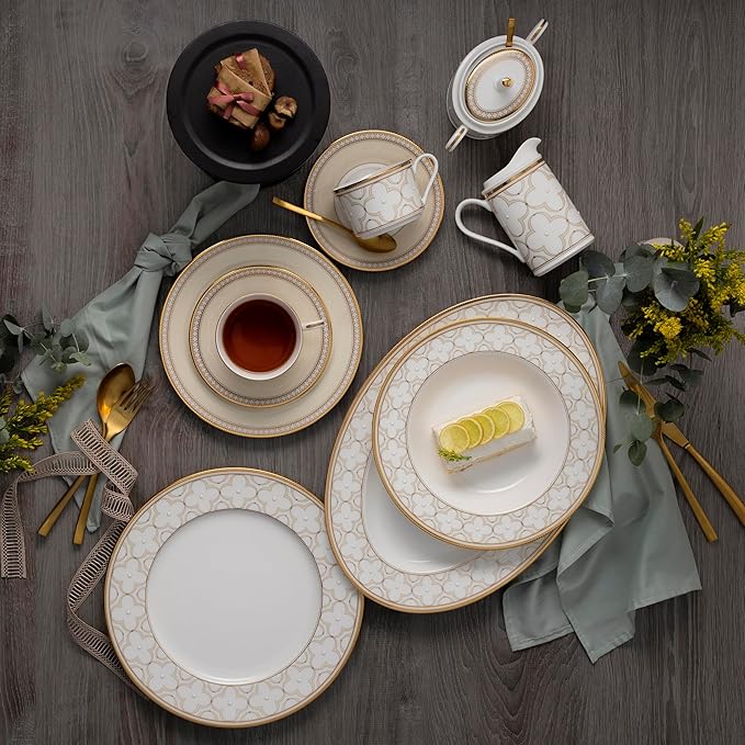 Noritake Trefolio Gold 12-Piece Dinnerware Set Service for 4