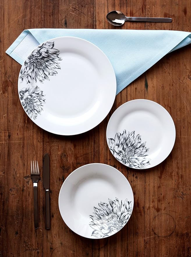 Premier Housewares 12-Piece Dinnerware Set White/Black