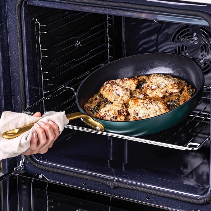 GreenPan Craft 8” 9.5” and 11” 3 Piece Frying Pan Skillet Set Healthy Ceramic Nonstick Non-Toxic PFAS-Free Dishwasher Safe Oven Safe Black