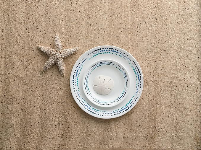 Corelle Dinnerware Set (12pc Set Ocean Blues)-Dinner Set for 4 Includes 4 x: Plates Side Plates &amp Bowls 3 X More Durable Half The Space &amp Weight of Ceramic up to 80% Recycled Glass (1146