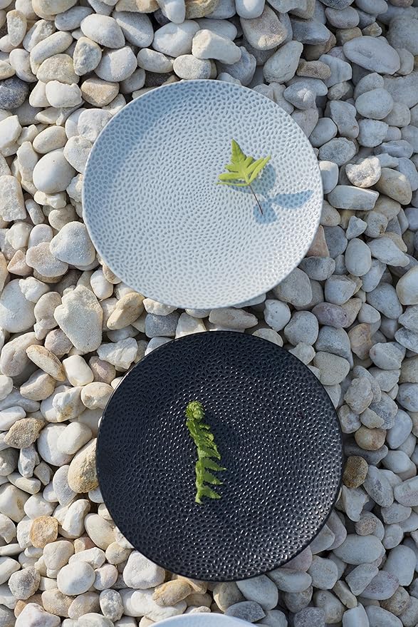 D&ampV 6 Piece Cobble TechnoCeram Dinnerware Plate Set 8.25 Matte Grey