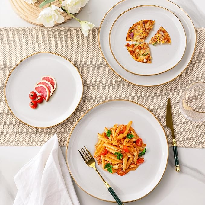 AmorArc Ceramic Dinnerware SetsHandmade Reactive Glaze Stoneware Plates and Bowls SetsHighly Scratch Resistant | Dishwasher &amp Microwave Safe Dishes SetService for 4 (12pc)