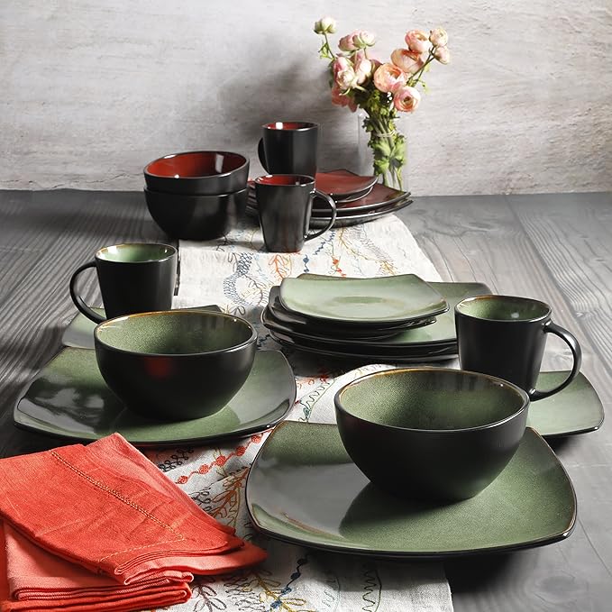 Gibson Elite Soho Lounge 16 Piece Dinnerware Set Green
