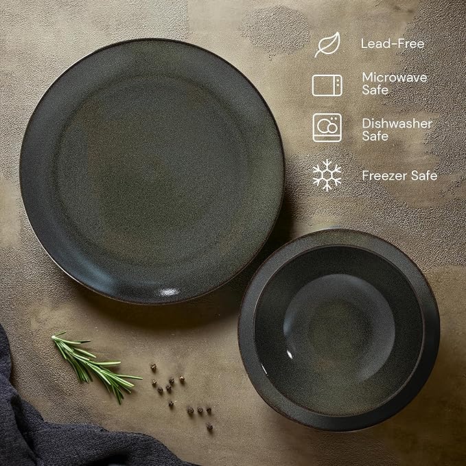 Mino Lightweight Dinner Set set of 12 onyx black