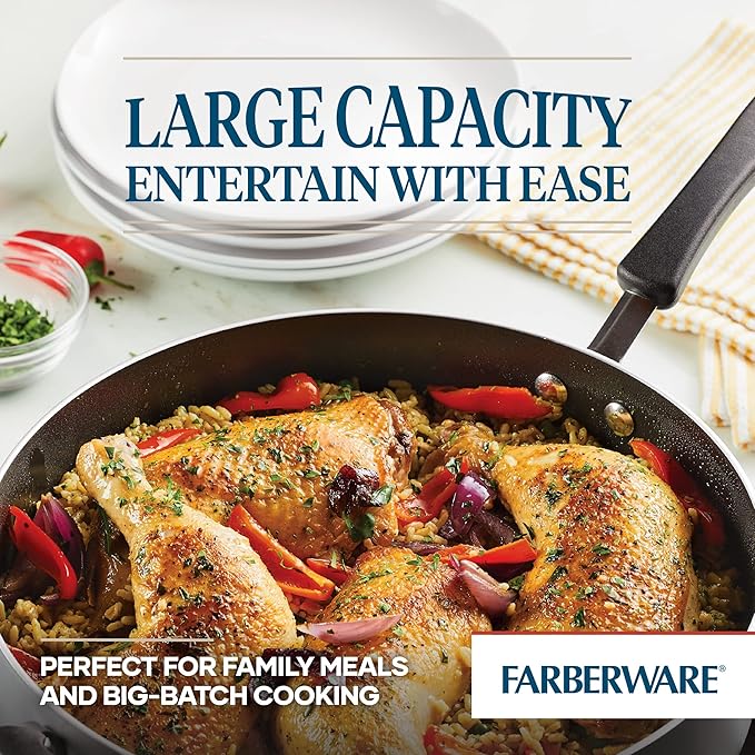 Farberware Cookstart DiamondMax Nonstick Jumbo Cooker with Lid and Helper Handle Dishwasher Safe 6 Quart Black