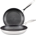 Circulon Clad Stainless Steel Frying Pans/Skillet Set with Hybrid SteelShield and Nonstick Technology 10 Inch and 8.5 Inch Silver