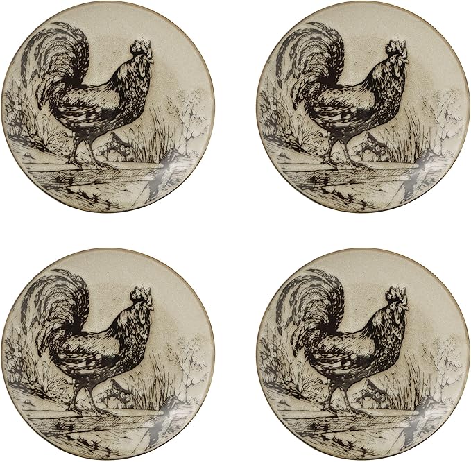 Pfaltzgraff Homespun Rooster 16-Piece Dinnerware Set Service for 4 Brown