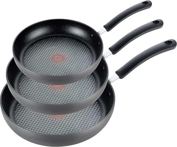 T-fal Ultimate Hard Anodized Nonstick Fry Pan Set 3 Piece: 8 10.25 &amp 12 Inch Oven Broiler Safe 400F Kitchen Cookware Set Pots and Pans Set Non Stick Frying Pans Skillets Dishwasher Safe B