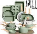 MAISON ARTS Pots and Pans Set Non Stick 30 Piece Kitchen Cookware &amp Bakeware Sets with Granite Coating Pots and Pans Sets for Cooking Nonstick Green