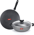 SUMEET Aluminium NonStick Air Head Cookware Set (Silver Kadhai with Glass Lid -2Ltr - 22Cm Diameter Conceive/Roti Tawa - 28Cm Dia)