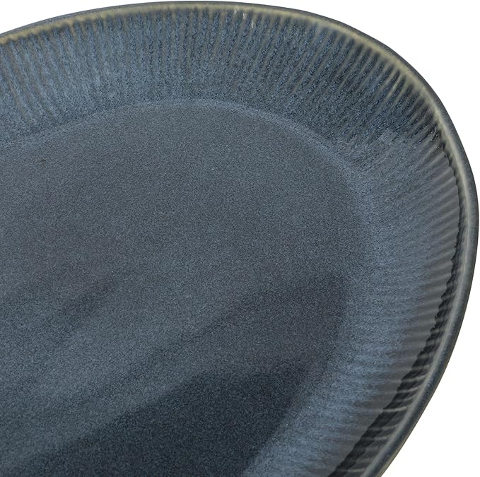 Gibson Elite Sandy Pines 3 Piece Oval Platter Set 15.7” 13.75” &amp 12” Stoneware Serving Platters Reactive Glaze Finish Blue Microwave &amp Dishwasher Safe
