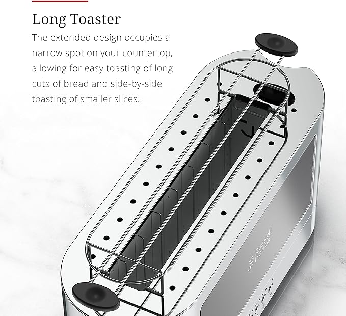 Russell Hobbs TRL9300BKR 2-Slice Glass Accent Long Toaster Black &amp Silver