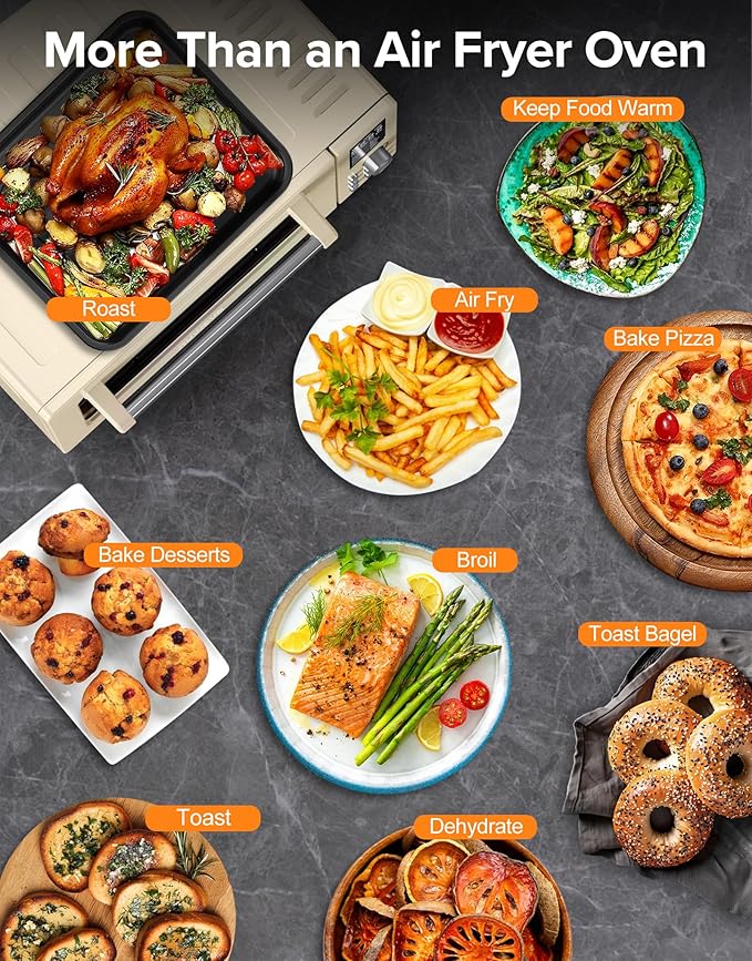 Nuwave Bravo Pro Smart Air Fryer Toaster Oven Combo Airfryer Convection Oven Countertop 10-in-1 Functions with Quicker &amp Even Crisp Technology 1800W 50-450°F PFAS-Free 21QT Vanilla Cream