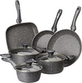 Tognana Mythos Cookware and Pan Set with 3 Saucepans 2 Pans 1 Grill 3 Lids 9 Pieces Aluminium Grey