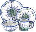 Blue Rose Polish Pottery - Purple Lavender Fields 4 PC Place Setting - Service for 1-1 Place Setting - Great for Everyday Dining Casual Dining or as Formal Dinnerware