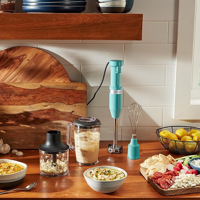 KitchenAid Variable Speed Corded Hand Blender with Accessories Aqua Sky KHBV83AQ