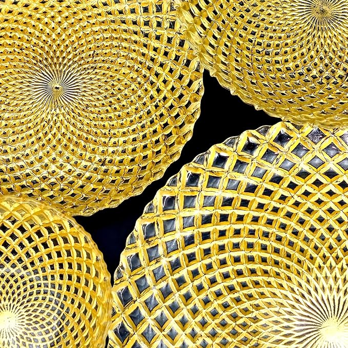 Red Pomegranate PAVO Glass Dinnerware Set Set of 16 pcs Gold