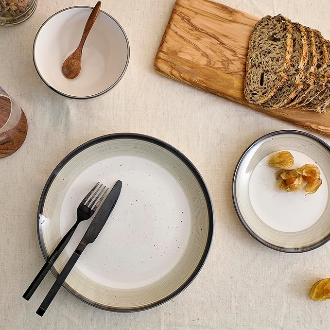 Earth &amp Clay Harlow 12-Piece Dinnerware Set Earthenware Beige