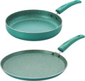 Nirlon Galaxy Induction and Gas Compatible Non Stick Aluminium 2 Piece Cookware Set [1 Flat Roti Tawa 26cm|1 Fry Pan 24cm - 1.5 Liter]