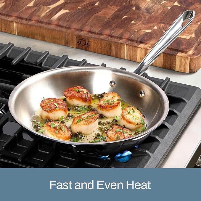 All-Clad D3® Stainless Steel 10 inch Frying Pan Covered- Made in the USA- The Original Bonded Professional Cookware- Oven Safe &amp Induction Compatible