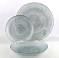 Red Pomegranate Helios Glass Dinnerware Set Set of 12 pcs Silver
