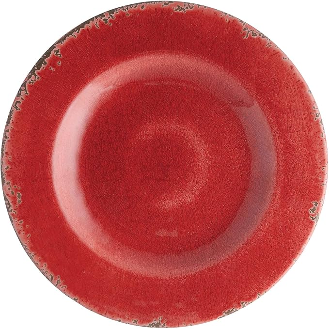 UPware 12 Piece Crackle Melamine Dinnerware Sets Outdoor Dishes Set Plates and Bowls Sets Service for 4 Red