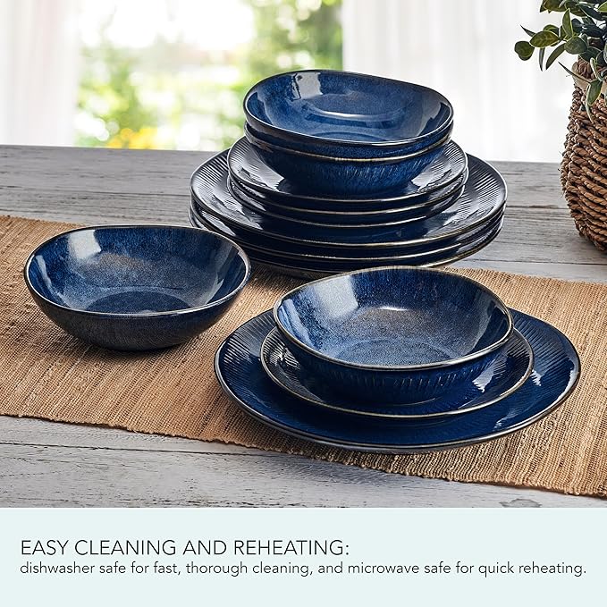 Pfaltzgraff Racheal 12 Piece Dinnerware Set Service for 4 Blue