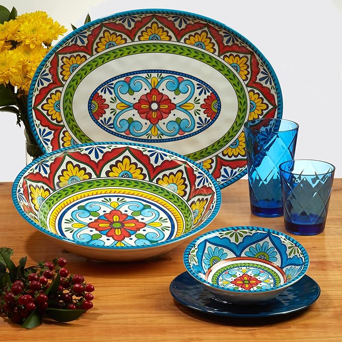 Certified International Seville 12 Piece Melamine Dinnerware Set Service For 4