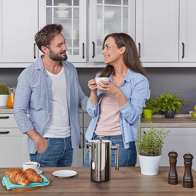 Mixpresso Stainless Steel French Press Coffee Maker 26 Oz 770 ml Double Wall Insulated French Press Stainless Steel Easy Clean Tea Brewer Easy Press Durable Metal Coffee Press