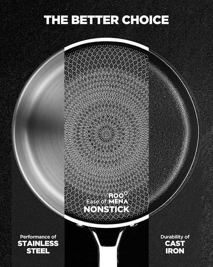 Pots and Pans Set Hybrid Stainless Steel 17PC Nonstick Tri-Ply Cookware Set w/Frying pan Dishwasher &amp Oven Safe PFOA-Free Metal Utensil Safe Suitable for All Cooktops