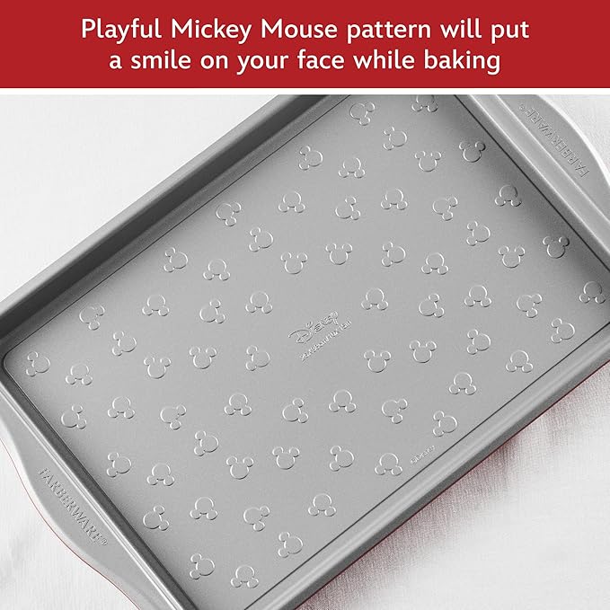 Farberware Disney Bon Voyage Ceramic Nonstick Pots and Pans Set with Baking Sheet/Cookie Pan and Disney Home Kitchen Tools 8 Piece Non Stick Cookware Set - Red