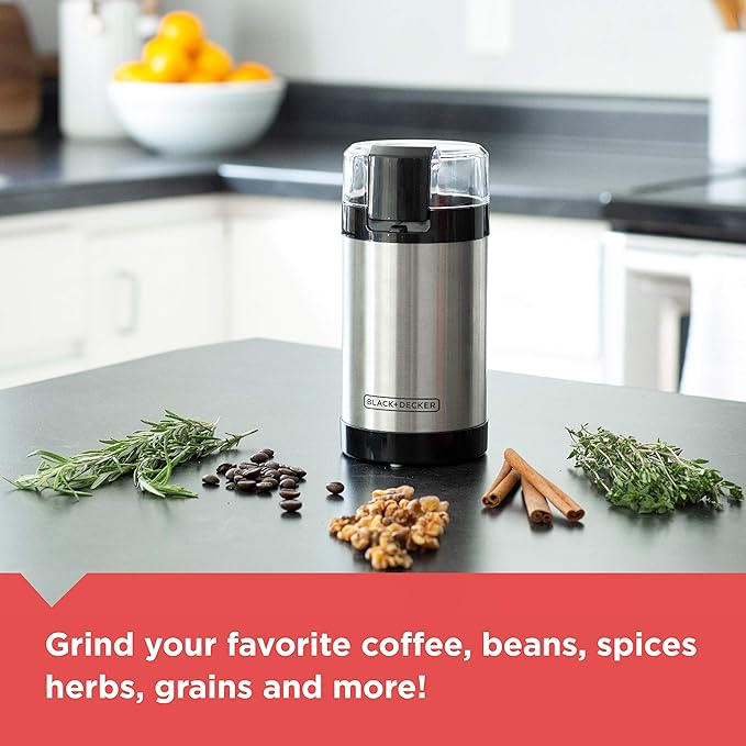 BLACK+DECKER 12-Cup Thermal Coffeemaker Black/Silver CM2035B &amp Coffee Grinder One Touch Push-Button Control 2/3 Cup Bean Capacity Stainless Steel