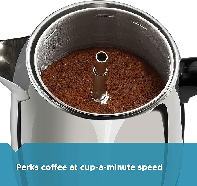 Farberware 12 Cup Electric Coffee Percolator Coffee Maker with Stainless Steel Basket Automatic Keep Warm No-Drip Spout