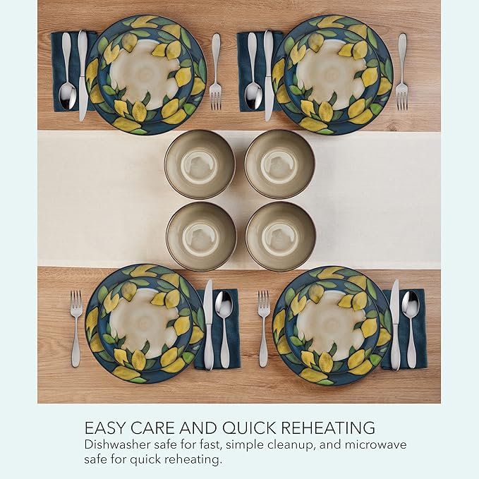 Pfaltzgraff Painted Lemons 12 Piece Dinnerware Set Service for 4
